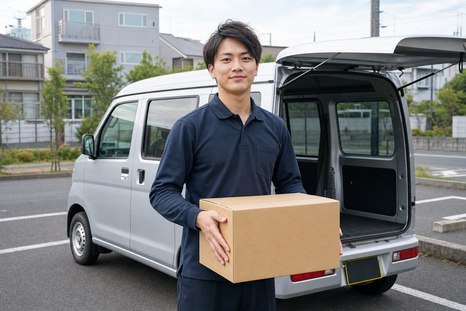 荷物を持つ若いドライバー（生成した仮画像）